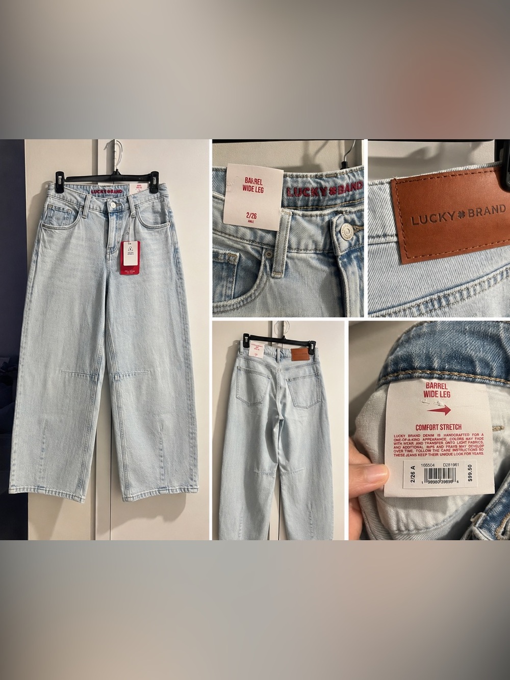 NWT Lucky Brand Light Blue Barrel Wide Leg Jeans